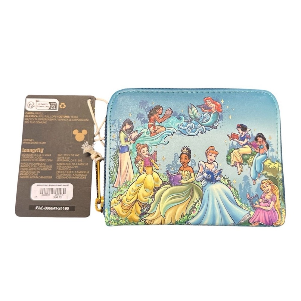 Loungefly Disney Princesses Reading Wallet Cinderella Snow White Belle Ariel New